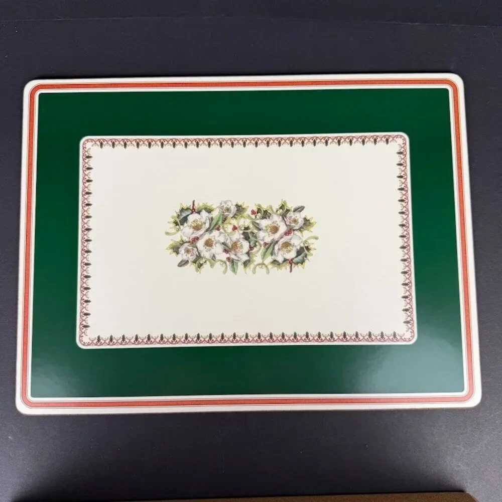Set of 4 Spode Christmas Rose Cork & Acrylic Finish 16x12 Placemats Made England